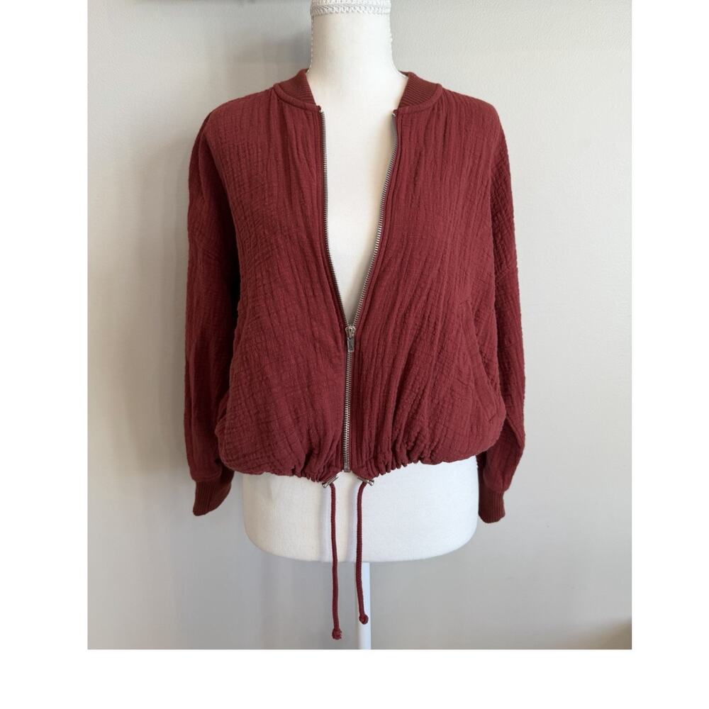 BB Dakota Rust Zip-Up Jacket XS Lightweight Drawstring Hem with Pockets